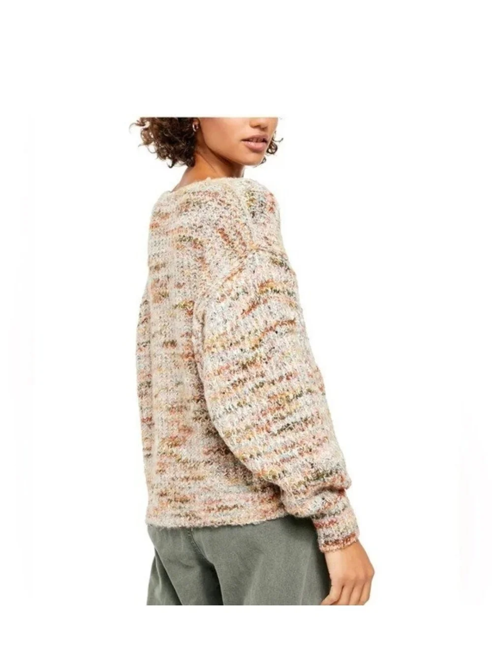 Free People Highland V Neck Oversized Sweater Size S Slouchy Chunky Space Knit